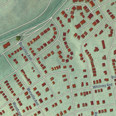Close-up of the map of Mount Washington, Maryland print showing street and building detail