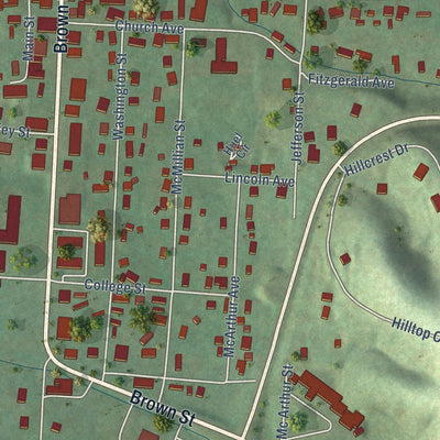 Close-up of the map of Celina, Tennessee print showing street and building detail