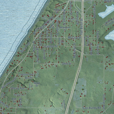 Close-up of the map of Hagar, Michigan print showing street and building detail