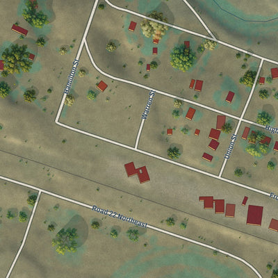 Close-up of the map of Krupp, Washington print showing street and building detail