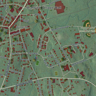 Close-up of the map of the Village of Warwick, New York print showing street and building detail