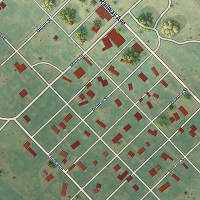 Close-up of the map of Portal, North Dakota print showing street and building detail