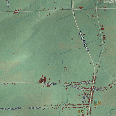 Close-up of the map of Elba, New York print showing street and building detail