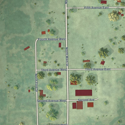 Close-up of the map of Chelsea, South Dakota print showing street and building detail