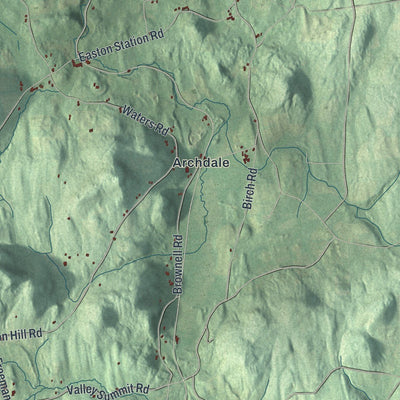 Close-up of the map of Easton, New York print showing street and building detail
