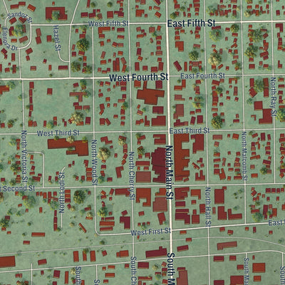 Close-up of the map of Valentine, Nebraska print showing street and building detail