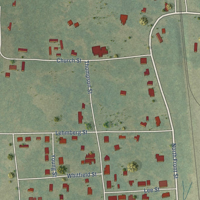 Close-up of the map of Artesia, Mississippi print showing street and building detail