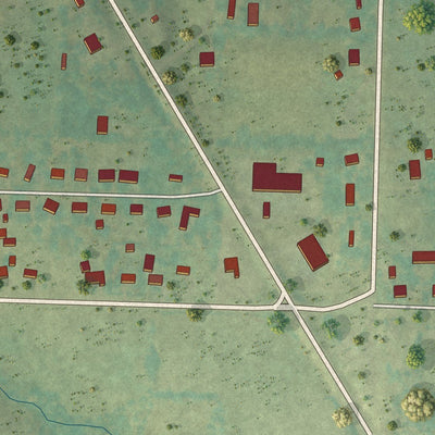 Close-up of the map of Western Grove, Arkansas print showing street and building detail