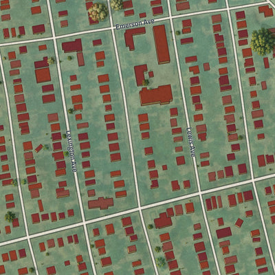 Close-up of the map of East Lansdowne, Pennsylvania print showing street and building detail