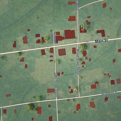 Close-up of the map of Orrville, Alabama print showing street and building detail