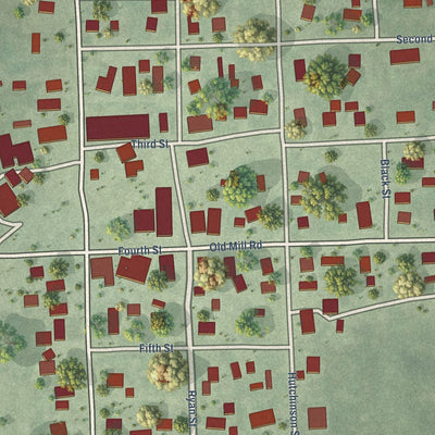 Close-up of the map of Garland, Nebraska print showing street and building detail