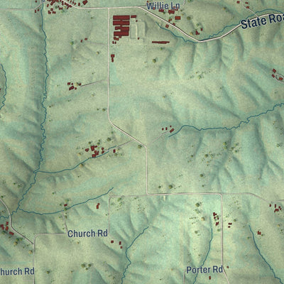 Close-up of the map of Wiota, Wisconsin print showing street and building detail