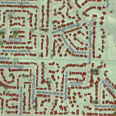 Close-up of the map of Lake Shore, Washington print showing street and building detail