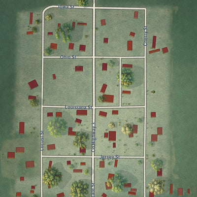 Close-up of the map of Fidelity, Illinois print showing street and building detail