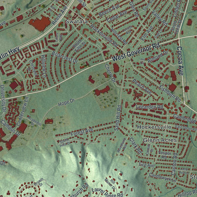 Close-up of the map of Hershey, Pennsylvania print showing street and building detail