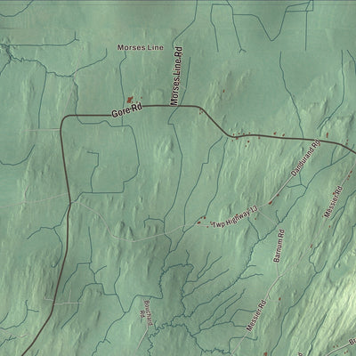 Close-up of the map of Franklin, Vermont print showing streets and neighborhoods