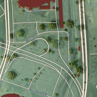 Close-up of the map of Stadium-Entertainment Area, Maryland print showing street and building detail