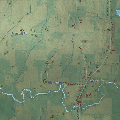 Close-up of the map of Eldorado, Wisconsin print showing street and building detail