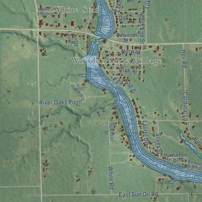 Close-up of the map of Hay, Michigan print showing street and building detail