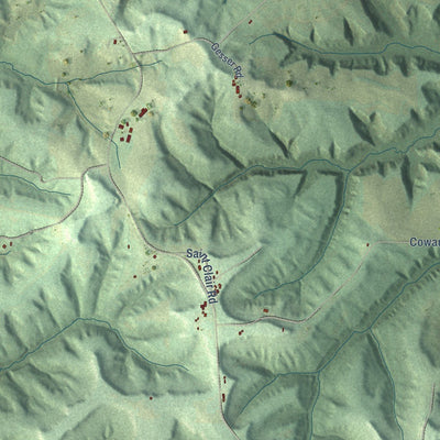 Close-up of the map of Seven Mile Creek, Wisconsin print showing street and building detail