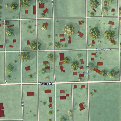 Close-up of the map of Reynolds, Nebraska print showing street and building detail