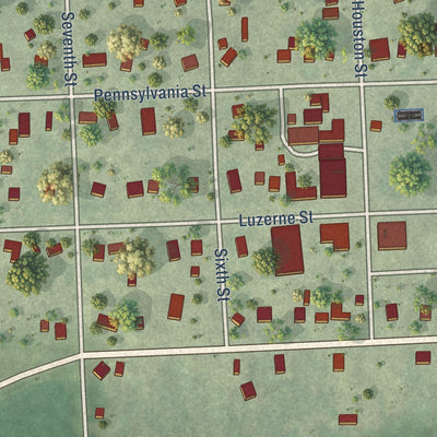 Close-up of the map of Table Rock, Nebraska print showing street and building detail