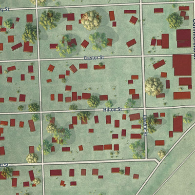 Close-up of the map of Diller, Nebraska print showing street and building detail