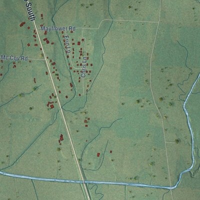 Close-up of the map of Eastview, Tennessee print showing street and building detail