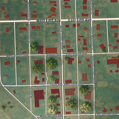 Close-up of the map of Edmore, North Dakota print showing street and building detail