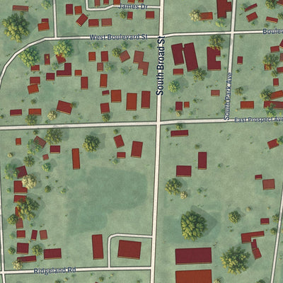 Close-up of the map of Inglewood, Nebraska print showing street and building detail