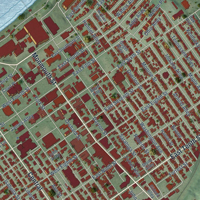 Close-up of the map of Newport, Kentucky print showing street and building detail