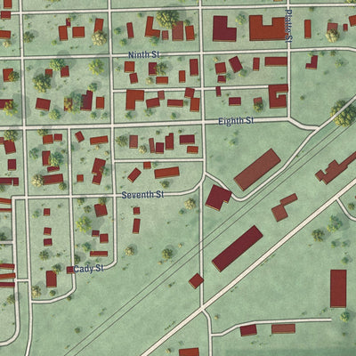 Close-up of the map of Chapman, Nebraska print showing street and building detail