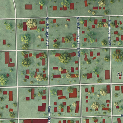 Close-up of the map of McCool Junction, Nebraska print showing street and building detail
