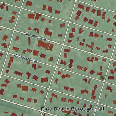 Close-up of the map of Pine Beach, New Jersey print showing street and building detail