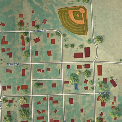 Close-up of the map of Christine, North Dakota print showing street and building detail