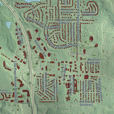 Close-up of the map of Grand Rapids, Kent County, Michigan print showing street and building detail