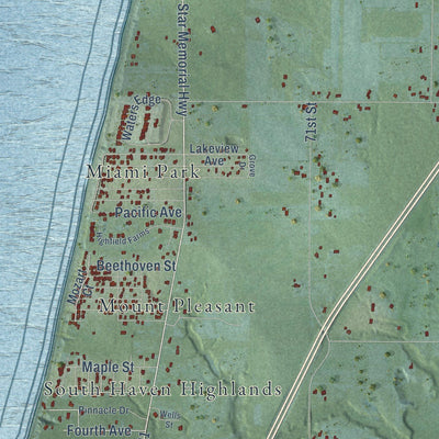 Close-up of the map of Casco, Allegan County, Michigan print showing street and building detail
