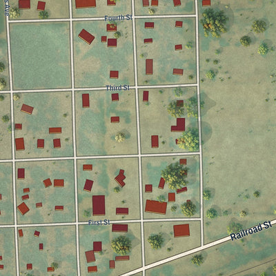 Close-up of the map of Sedgwick, Colorado print showing street and building detail