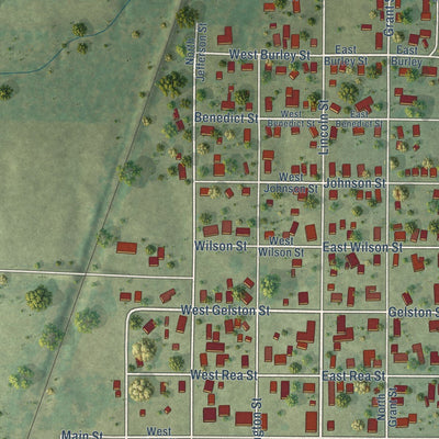 Close-up of the map of Valier, Illinois print showing street and building detail