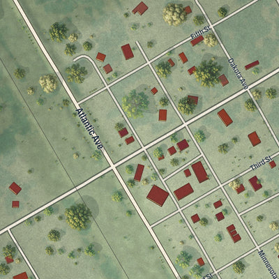 Close-up of the map of Tintah, Minnesota print showing street and building detail