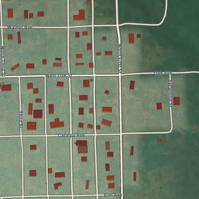 Close-up of the map of Geuda Springs, Kansas print showing street and building detail