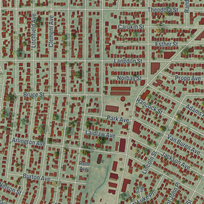 Close-up of the map of Franklin Square, New York print showing street and building detail