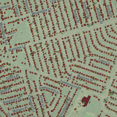 Close-up of the map of East Islip, New York print showing street and building detail