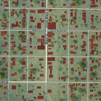 Close-up of the map of Royalton, Illinois print showing street and building detail