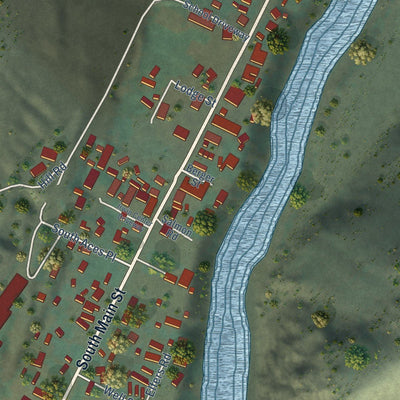 Close-up of the map of Riggins, Idaho print showing street and building detail