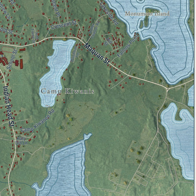 Close-up of the map of Hanson, Massachusetts print showing street and building detail