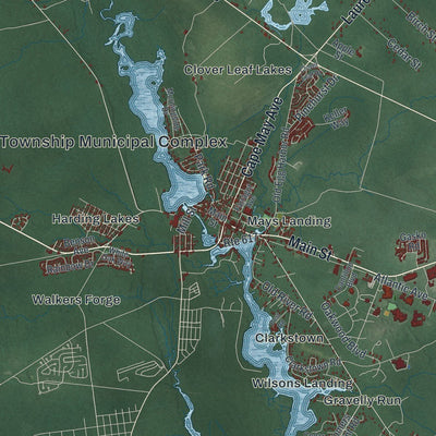 Close-up of the map of Hamilton, Atlantic County, New Jersey print showing street and building detail