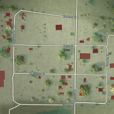 Close-up of the map of Lamar, Nebraska print showing street and building detail