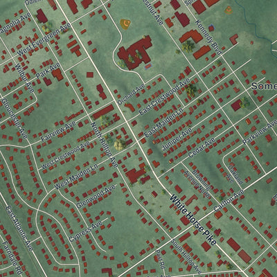 Close-up of the map of Somerdale, New Jersey print showing street and building detail