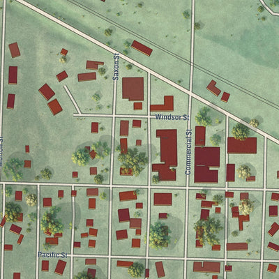 Close-up of the map of Loomis, Nebraska print showing street and building detail